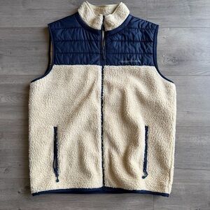 Vineyard Vines Sherpa Fleece Full Zip Vest Retro Deep Pile Sleeveless - size med